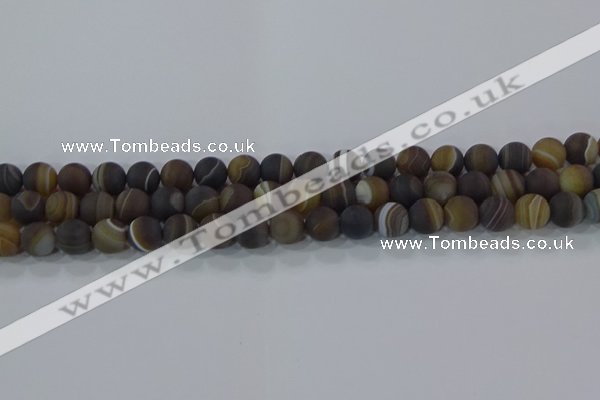 CAG9338 15.5 inches 8mm round matte line agate beads wholesale