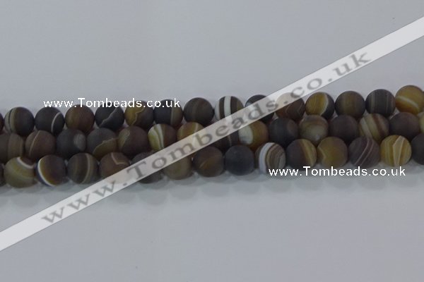 CAG9340 15.5 inches 12mm round matte line agate beads wholesale