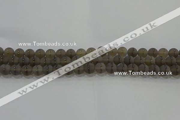 CAG9344 15.5 inches 8mm round matte grey agate beads wholesale