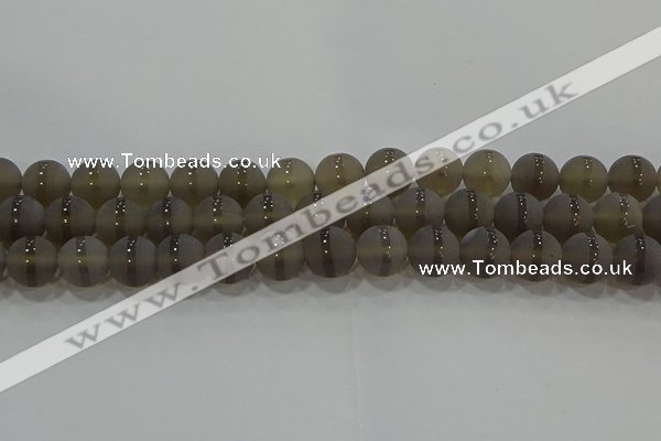 CAG9346 15.5 inches 12mm round matte grey agate beads wholesale