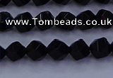 CAG9351 15.5 inches 6mm faceted nuggets black agate beads