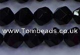 CAG9352 15.5 inches 8mm faceted nuggets black agate beads