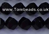 CAG9353 15.5 inches 10mm faceted nuggets black agate beads