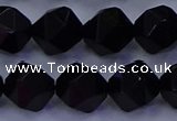 CAG9354 15.5 inches 12mm faceted nuggets black agate beads