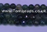 CAG9360 15.5 inches 4mm faceted round moss agate beads wholesale