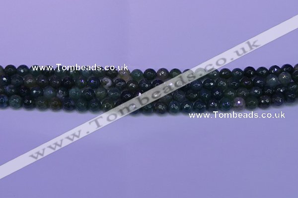 CAG9361 15.5 inches 6mm faceted round moss agate beads wholesale