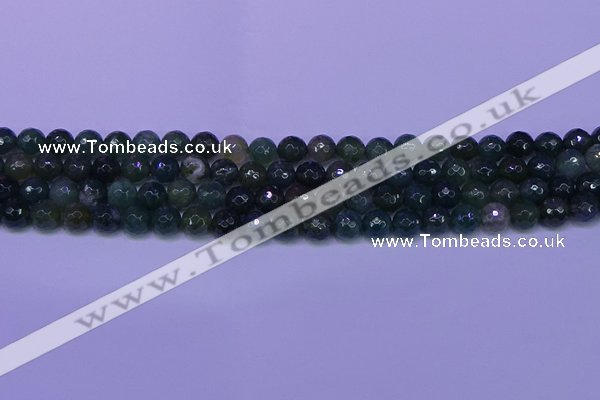 CAG9362 15.5 inches 8mm faceted round moss agate beads wholesale