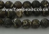 CAG9381 15.5 inches 6mm round matte turritella agate beads