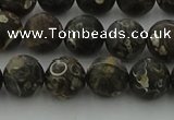 CAG9383 15.5 inches 10mm round matte turritella agate beads