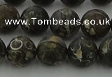 CAG9384 15.5 inches 12mm round matte turritella agate beads