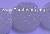 CAG9435 7.5 inches 30mm coin white plated druzy agate beads