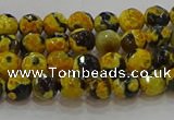 CAG9451 15.5 inches 6mm faceted round fire crackle agate beads