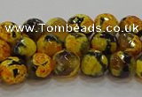 CAG9452 15.5 inches 8mm faceted round fire crackle agate beads