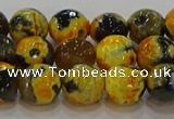 CAG9453 15.5 inches 10mm faceted round fire crackle agate beads