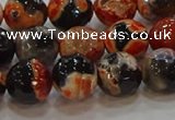 CAG9458 15.5 inches 10mm faceted round fire crackle agate beads