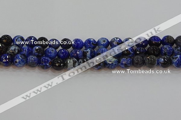 CAG9463 15.5 inches 10mm faceted round fire crackle agate beads