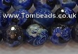 CAG9464 15.5 inches 12mm faceted round fire crackle agate beads