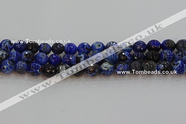 CAG9464 15.5 inches 12mm faceted round fire crackle agate beads