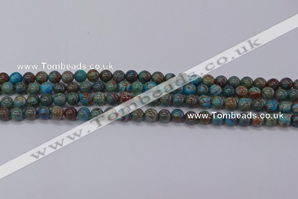 CAG9471 15.5 inches 4mm round blue crazy lace agate beads