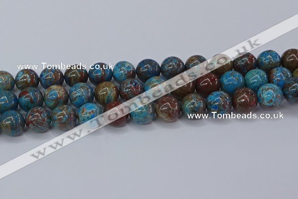 CAG9476 15.5 inches 14mm round blue crazy lace agate beads