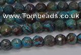 CAG9480 15.5 inches 4mm faceted round blue crazy lace agate beads