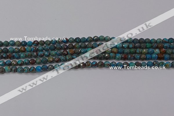 CAG9480 15.5 inches 4mm faceted round blue crazy lace agate beads