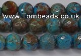 CAG9482 15.5 inches 8mm faceted round blue crazy lace agate beads