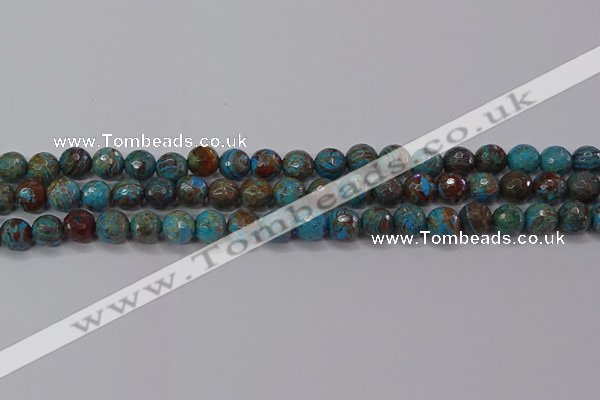 CAG9482 15.5 inches 8mm faceted round blue crazy lace agate beads