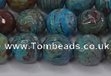 CAG9483 15.5 inches 10mm faceted round blue crazy lace agate beads