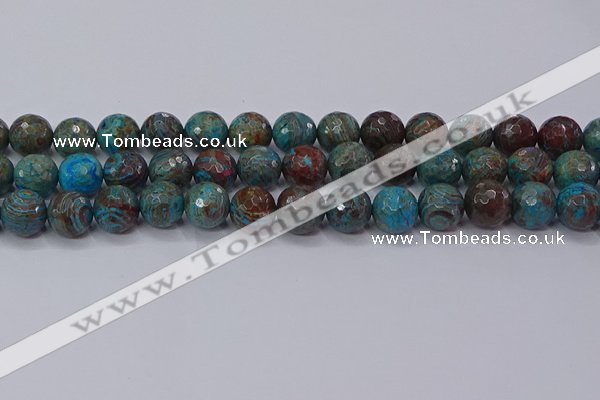 CAG9484 15.5 inches 12mm faceted round blue crazy lace agate beads