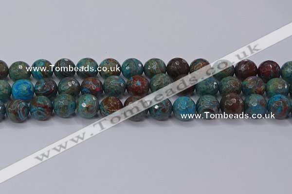 CAG9485 15.5 inches 14mm faceted round blue crazy lace agate beads