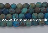 CAG9492 15.5 inches 4mm round matte blue crazy lace agate beads