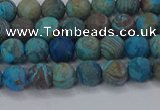 CAG9493 15.5 inches 6mm round matte blue crazy lace agate beads