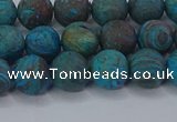 CAG9494 15.5 inches 8mm round matte blue crazy lace agate beads