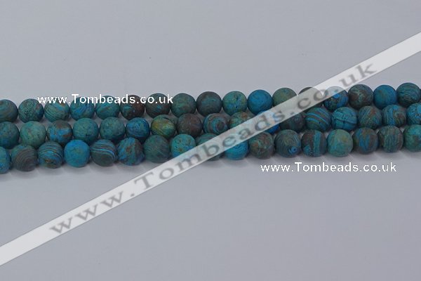 CAG9495 15.5 inches 10mm round matte blue crazy lace agate beads