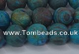 CAG9496 15.5 inches 12mm round matte blue crazy lace agate beads