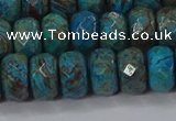 CAG9505 15.5 inches 6*10mm faceted rondelle blue crazy lace agate beads