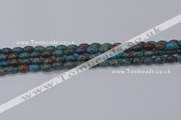 CAG9510 15.5 inches 5*8mm rice blue crazy lace agate beads