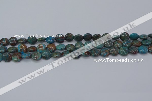 CAG9513 15.5 inches 10mm flat round blue crazy lace agate beads