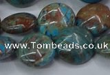 CAG9516 15.5 inches 16mm flat round blue crazy lace agate beads