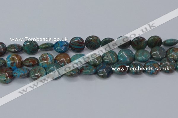 CAG9516 15.5 inches 16mm flat round blue crazy lace agate beads