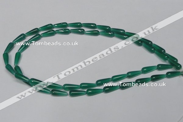 CAG957 15.5 inches 6*16mm teardrpop green agate gemstone beads