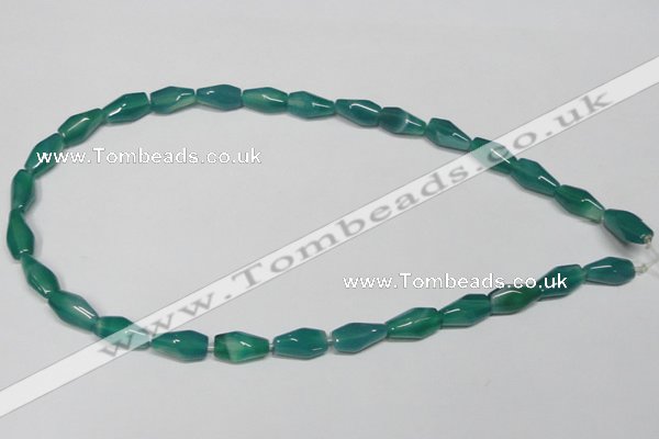 CAG958 15.5 inches 8*14mm faceted rice green agate gemstone beads