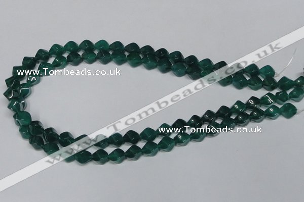 CAG960 15.5 inches 8*10mm twisted rice green agate gemstone beads