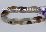 CAG9636 15.5 inches 12*45mm - 12*50mm freeform agate beads