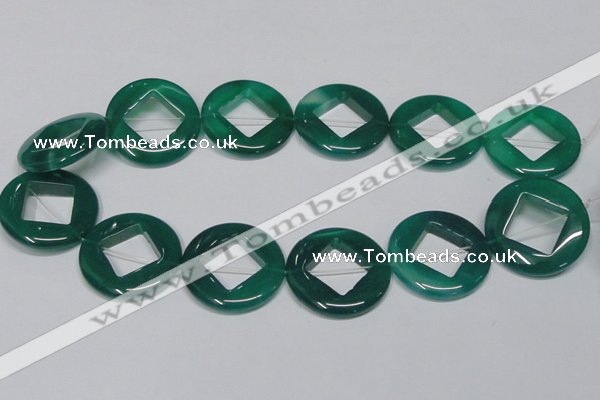 CAG966 15.5 inches 32mm donut green agate gemstone beads wholesale