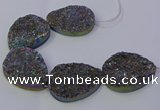 CAG9674 7.5 inches 30*40mm teardrop rainbow plated druzy agate beads