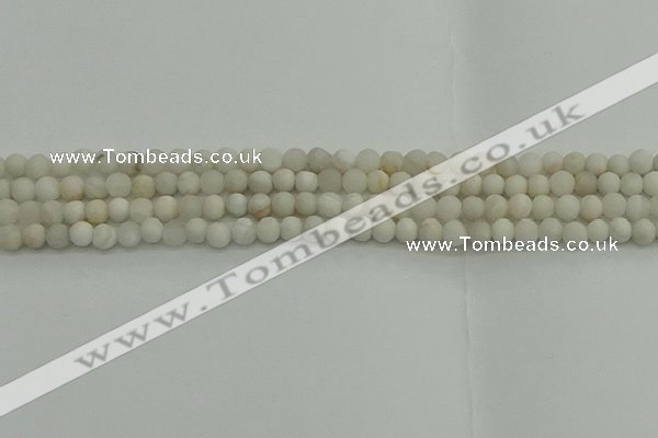 CAG9700 15.5 inches 4mm round matte grey agate beads wholesale