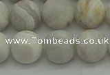 CAG9704 15.5 inches 12mm round matte grey agate beads wholesale