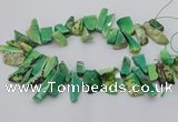 CAG9725 Top drilled 8*20mm - 12*40mm freeform grass agate beads